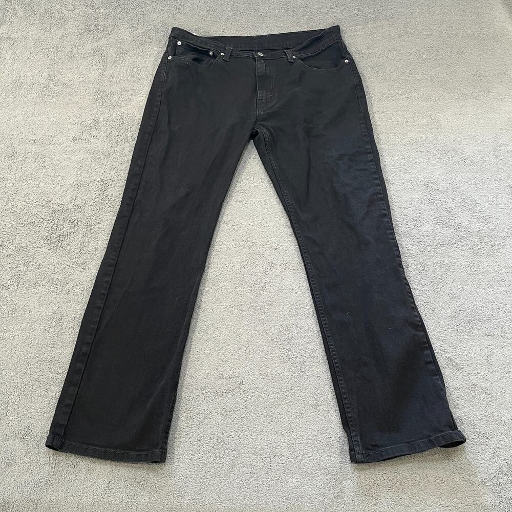 Levi's 514 Straight Leg Jeans Black Dark Wash Denim Stretch Men's Size 36x32